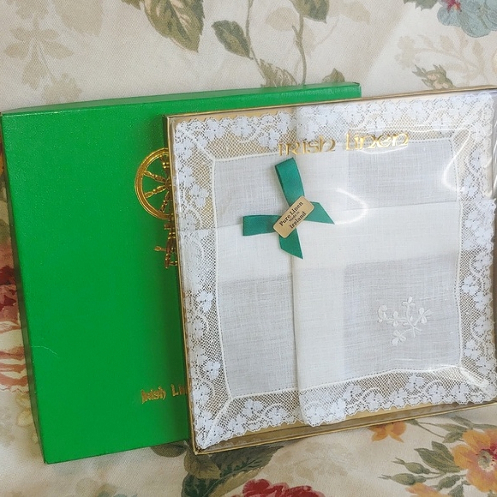 Vintage Irish Pure Linen Lace Embroidered Handkerchief NWT - Picture 9 of 14